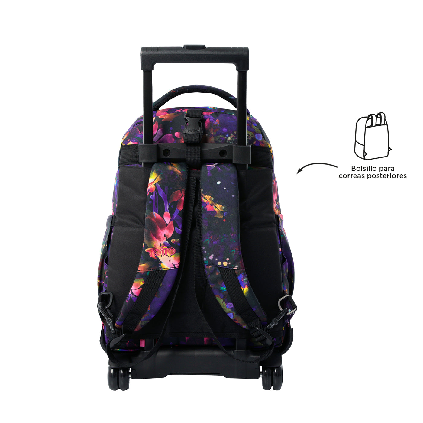 Mochila escolar ruedas desmontable Totto Tiza - Flower Galaxy