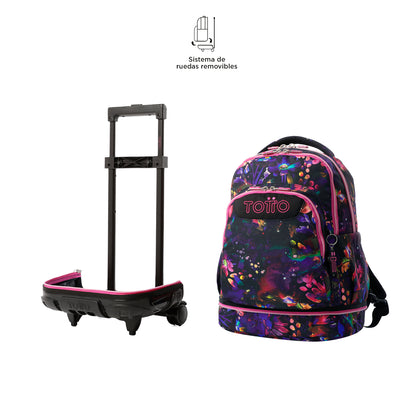 Mochila escolar ruedas desmontable Totto Tiza - Flower Galaxy