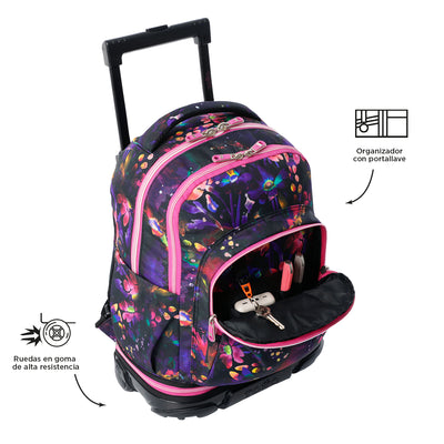 Mochila escolar ruedas desmontable Totto Tiza - Flower Galaxy