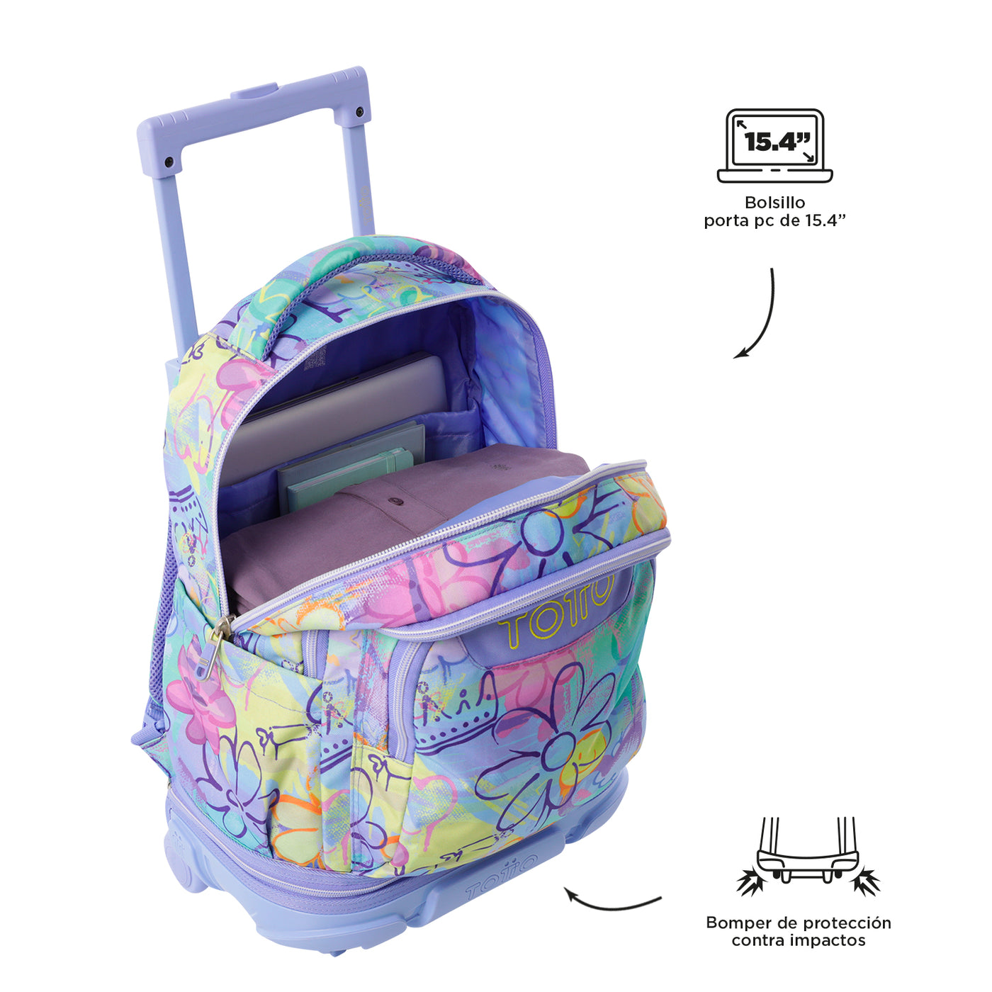 Mochila escolar ruedas desmontable Totto Tiza - Grafily