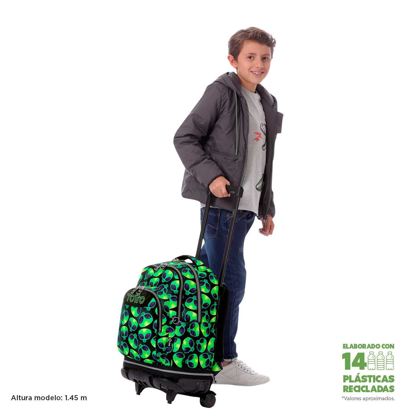 Mochila escolar ruedas desmontable Totto Tiza - Ali