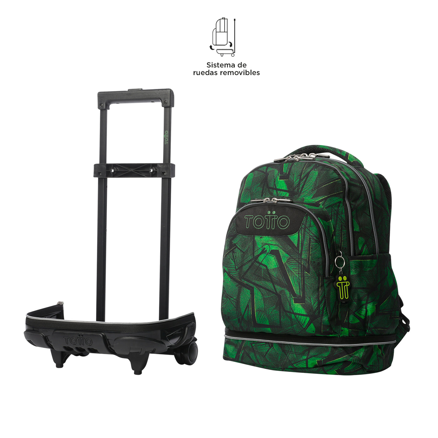 Mochila escolar ruedas desmontable Totto Tiza - Jhony Jungle