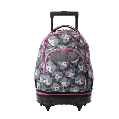 Mochila escolar ruedas desmontable Totto Tiza - Kitten Rose