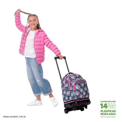 Mochila escolar ruedas desmontable Totto Tiza - Kitten Rose