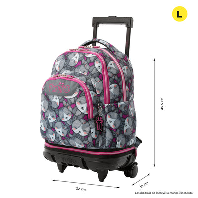 Mochila escolar ruedas desmontable Totto Tiza - Kitten Rose