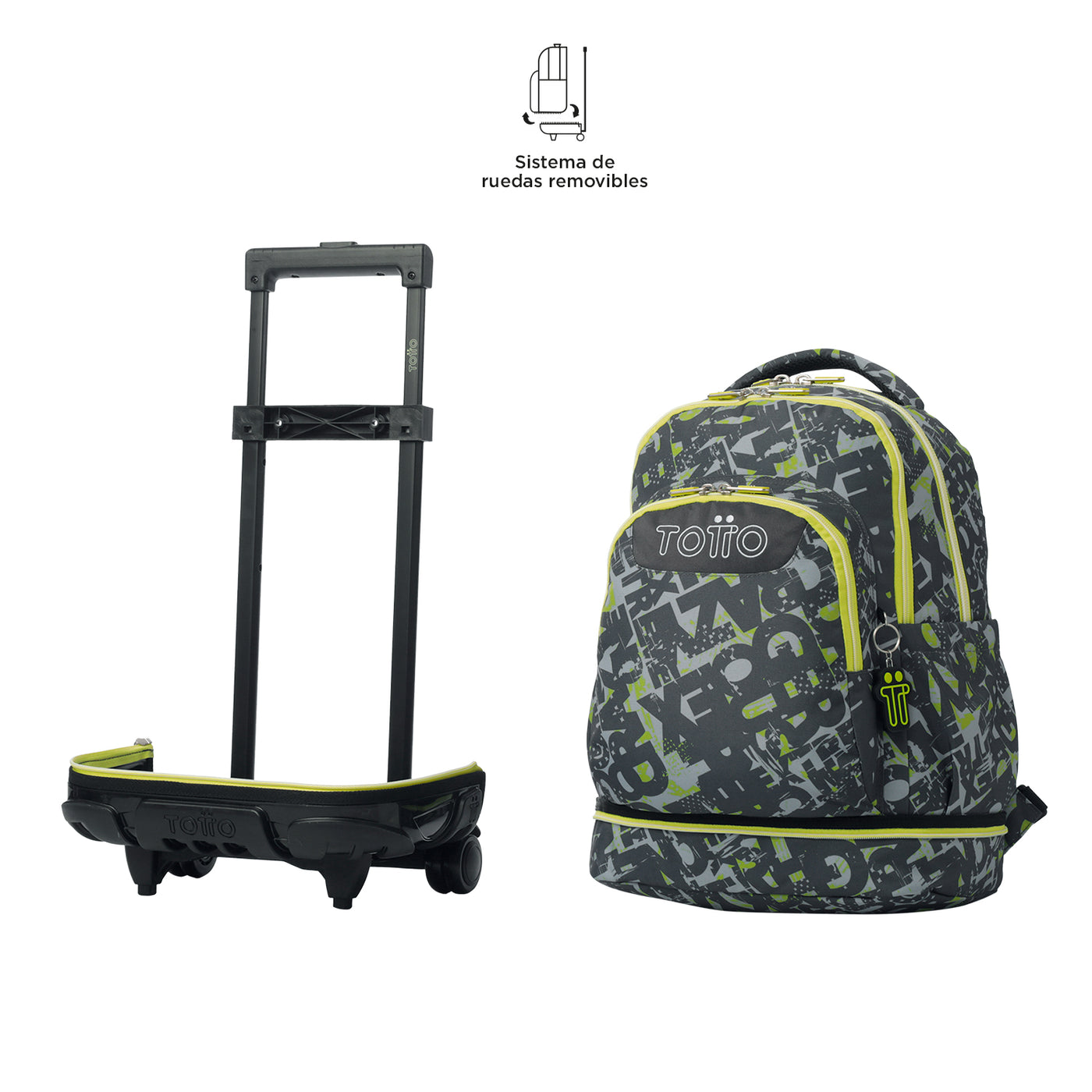 Mochila escolar ruedas desmontable Totto Tiza - Texgrunge
