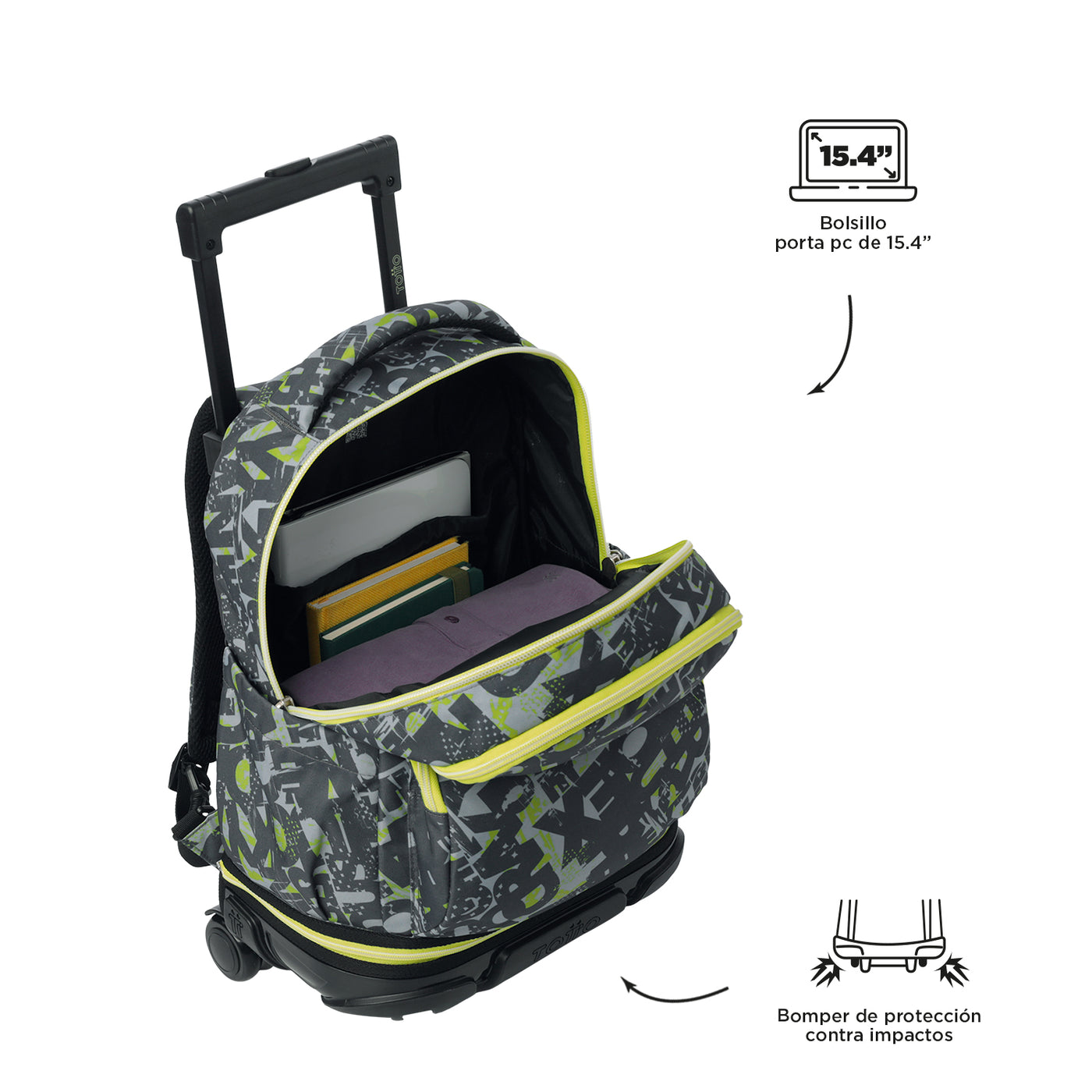 Mochila escolar ruedas desmontable Totto Tiza - Texgrunge
