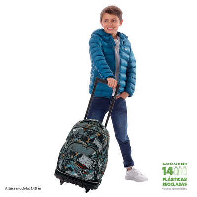 Mochila escolar ruedas desmontable Totto Tiza - Okubo