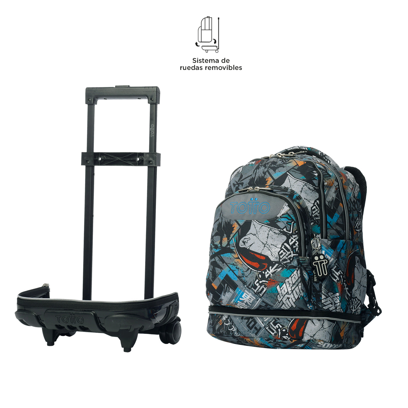 Mochila escolar ruedas desmontable Totto Tiza - Okubo