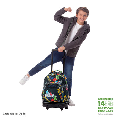 Mochila escolar ruedas desmontable Totto Tiza - Sticky