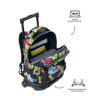 Mochila escolar ruedas desmontable Totto Tiza - Sticky