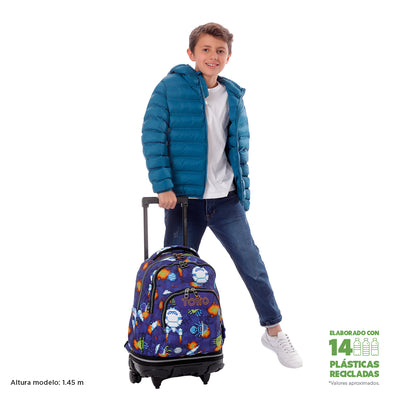 Mochila escolar ruedas desmontable Totto Tiza - Space Blue