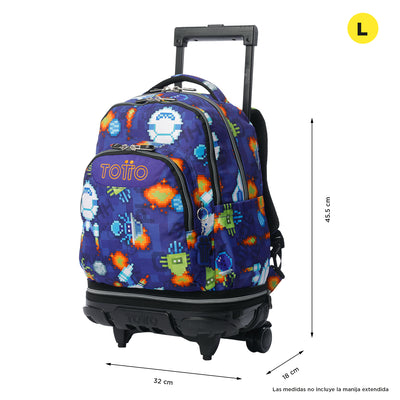 Mochila escolar ruedas desmontable Totto Tiza - Space Blue