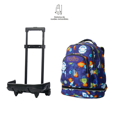 Mochila escolar ruedas desmontable Totto Tiza - Space Blue
