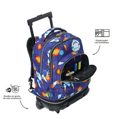 Mochila escolar ruedas desmontable Totto Tiza - Space Blue