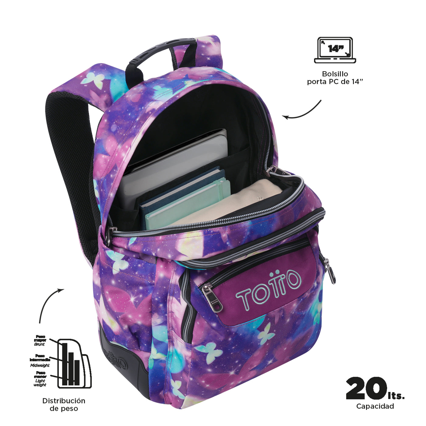 Mochila escolar Totto Rayol - Star Butterfly