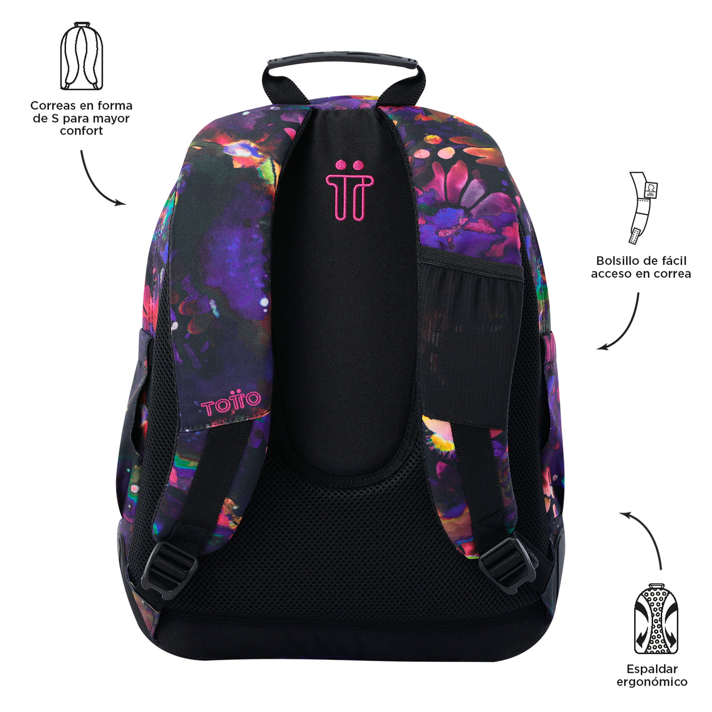 Mochila escolar Totto Rayol - Flower Galaxy
