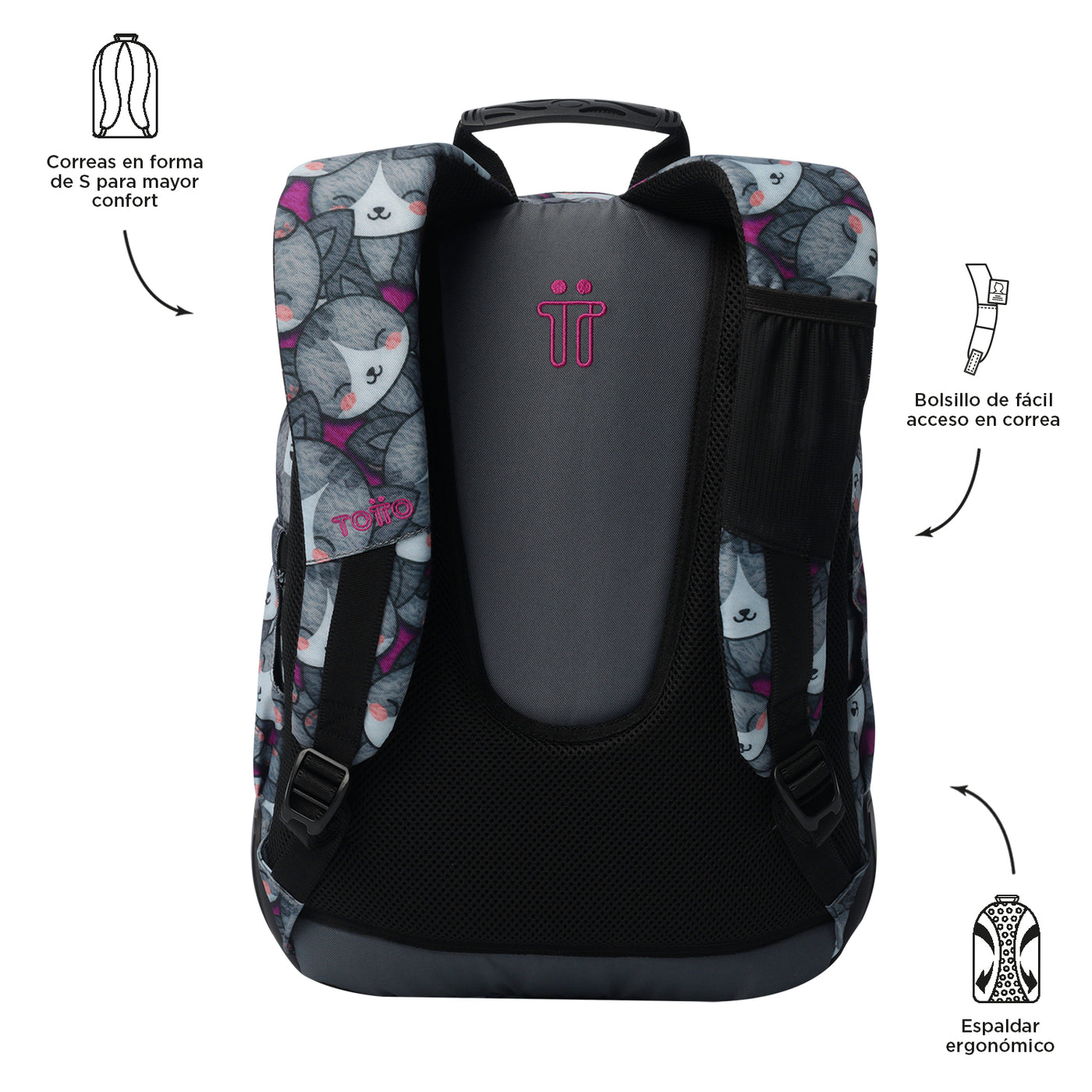 Mochila escolar Totto Rayol - Kitten Rose