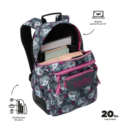 Mochila escolar Totto Rayol - Kitten Rose