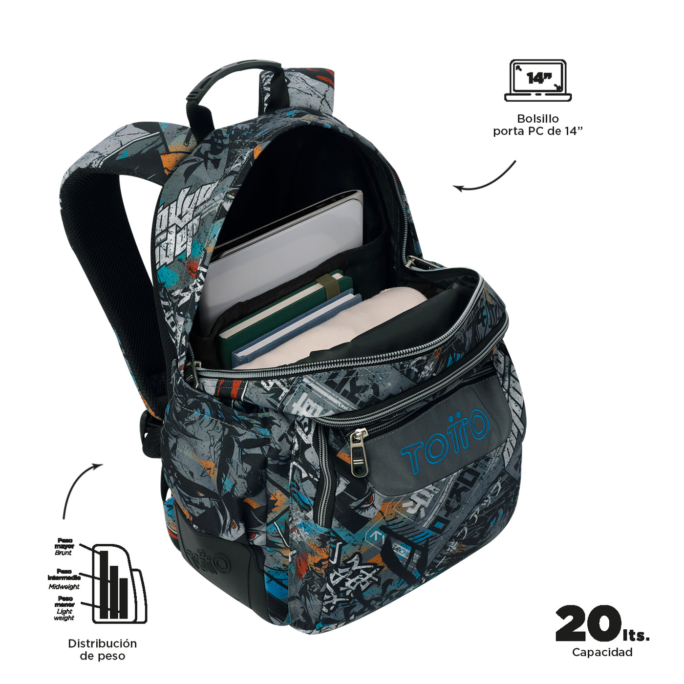 Mochila escolar Totto Rayol - Okubo