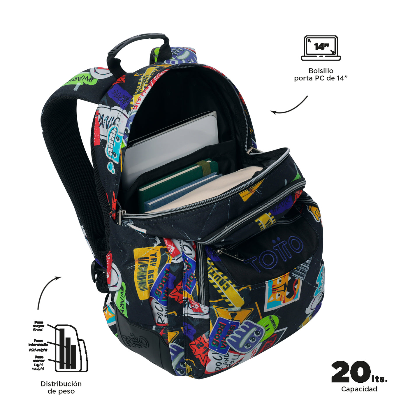 Mochila escolar Totto Rayol - Sticky