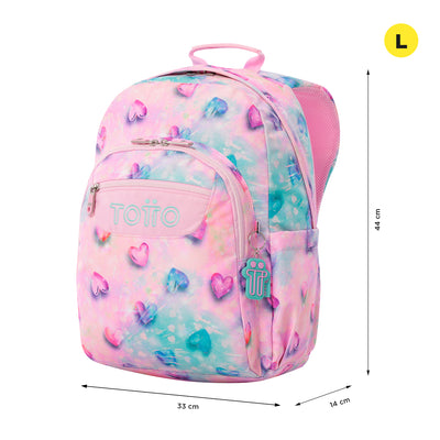 Mochila escolar adaptable a carro Totto Acuareles Glitter - Shiny Heart