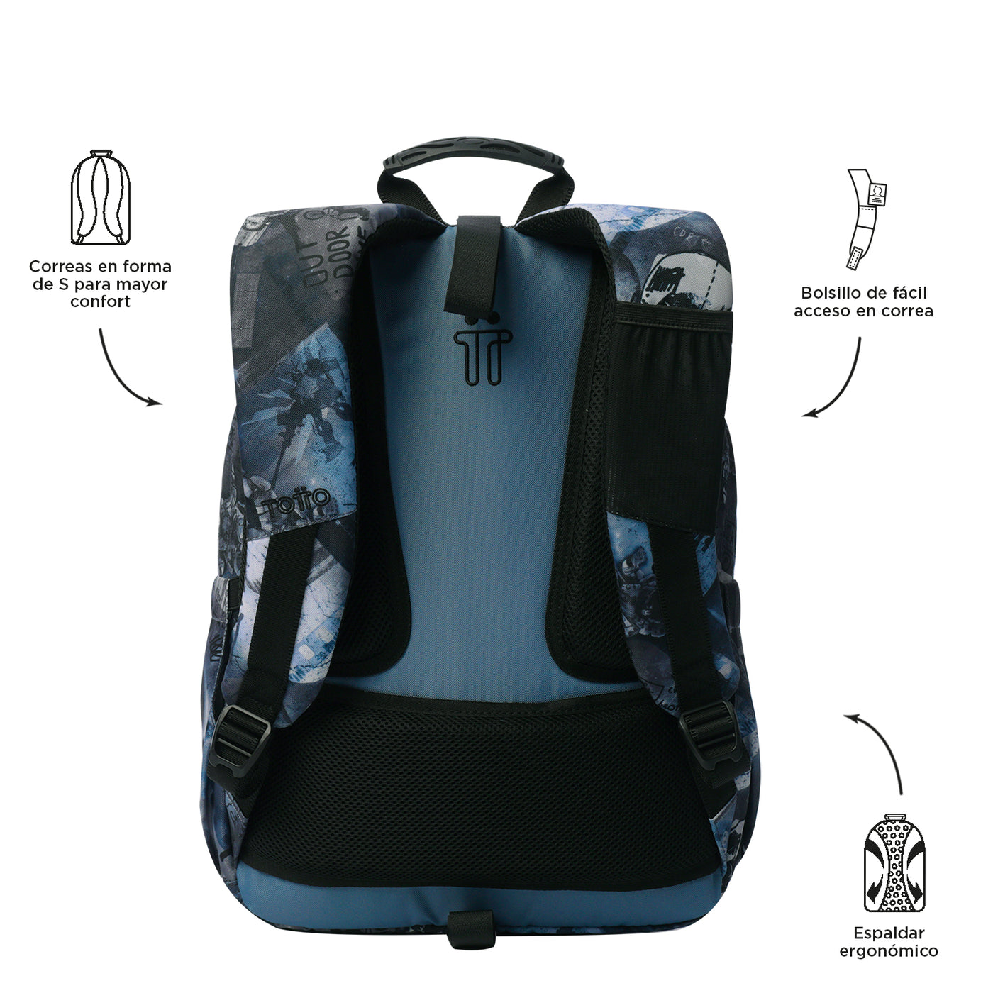 Mochila escolar adaptable a carro Totto Acuareles - Film