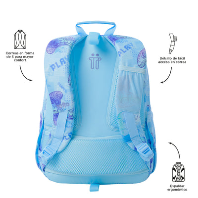Mochila escolar adaptable a carro Totto Acuareles - Polar