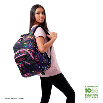 Mochila escolar adaptable a carro Totto Acuareles - Flower Galaxy