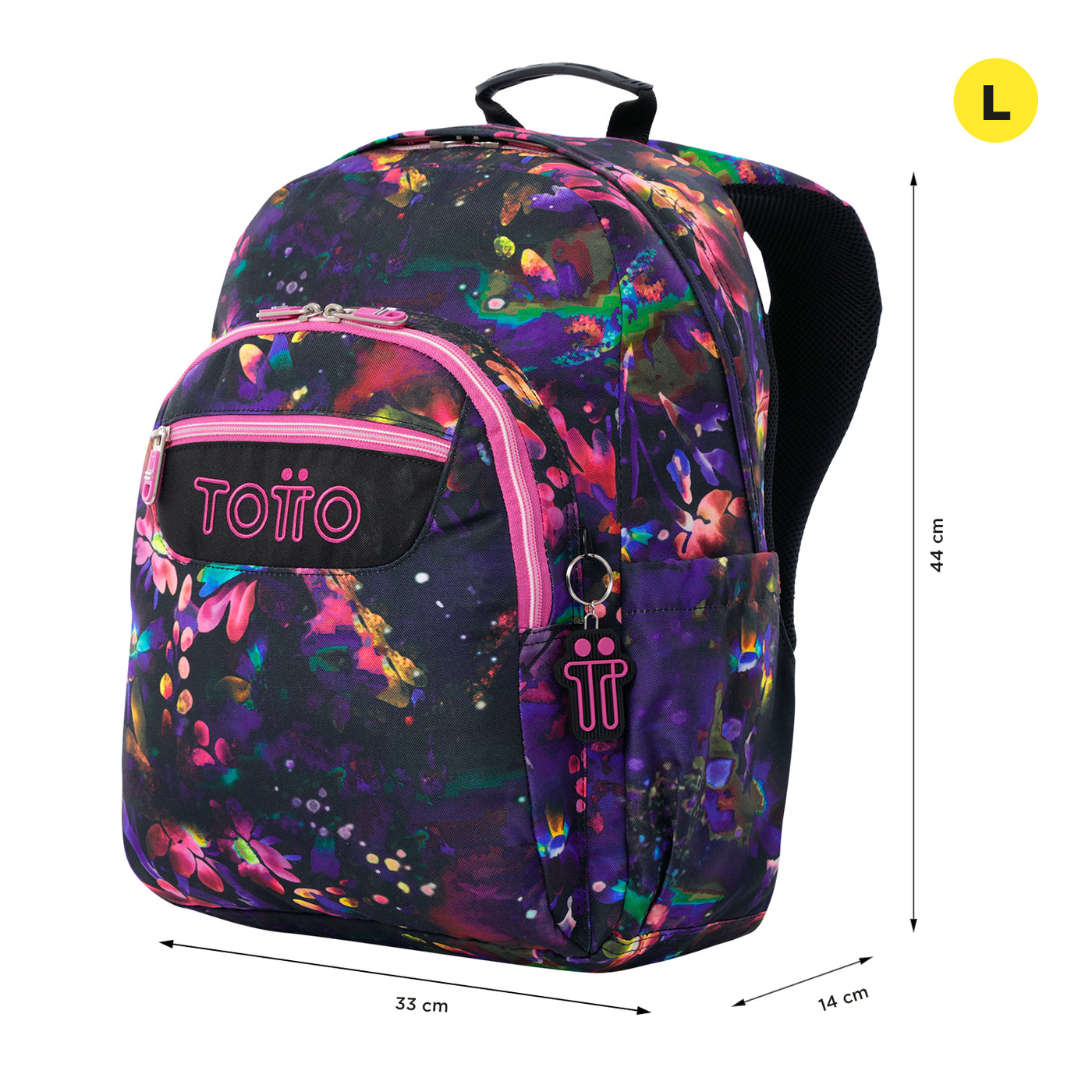 Mochila escolar adaptable a carro Totto Acuareles - Flower Galaxy