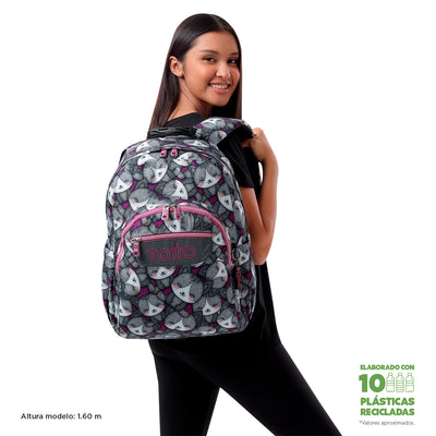 Mochila escolar adaptable a carro Totto Acuareles - Kitten Rose