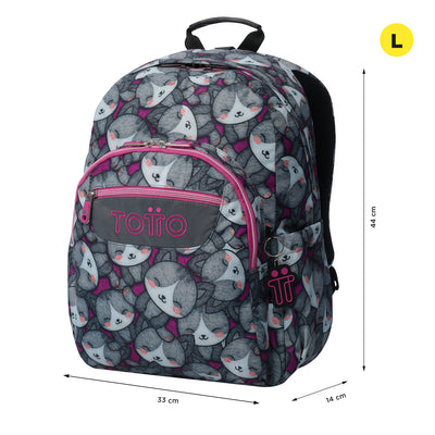 Mochila escolar adaptable a carro Totto Acuareles - Kitten Rose