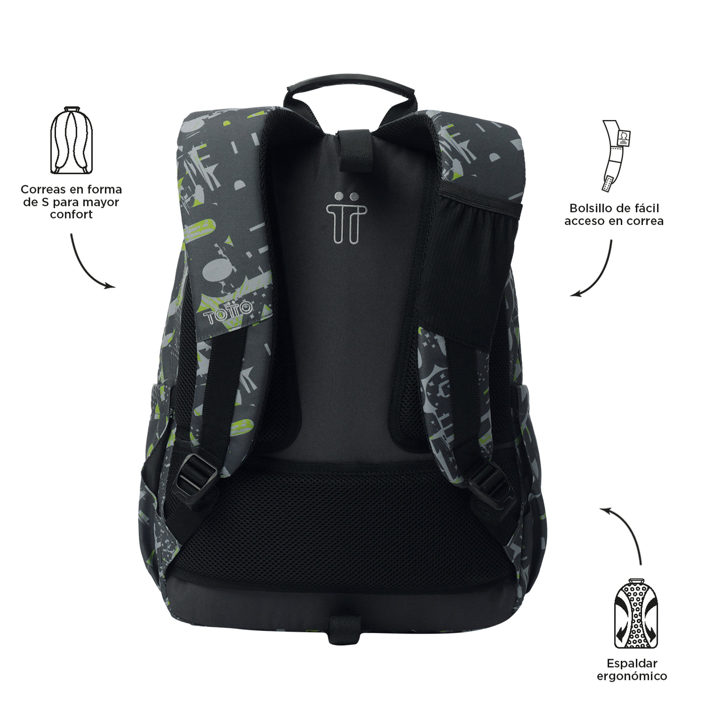 Mochila escolar adaptable a carro Totto Acuareles - Texgrunge
