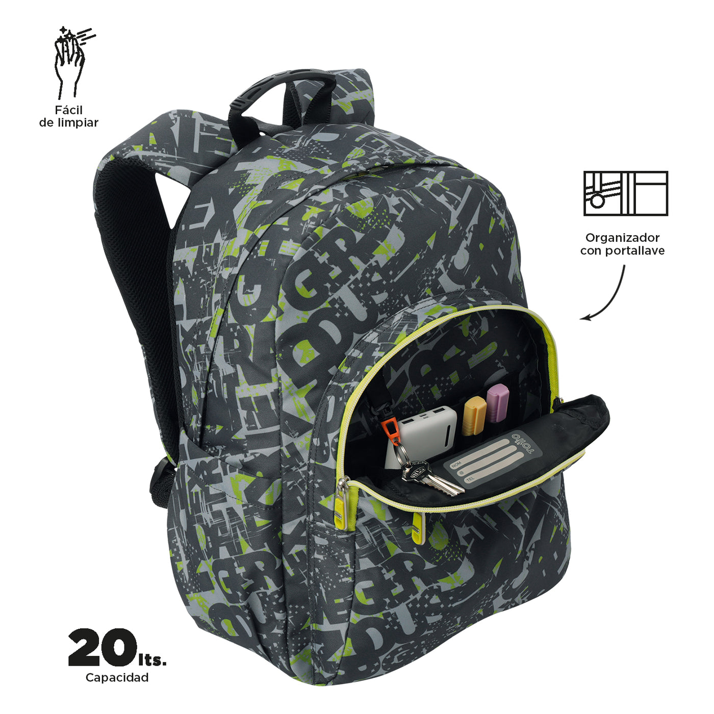 Mochila escolar adaptable a carro Totto Acuareles - Texgrunge
