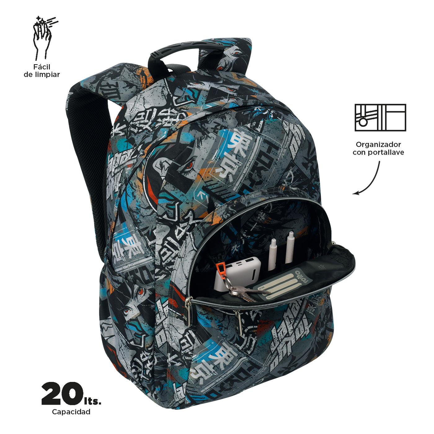 Mochila escolar adaptable a carro Totto Acuareles - Okubo