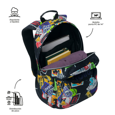 Mochila escolar adaptable a carro Totto Acuareles - Sticky
