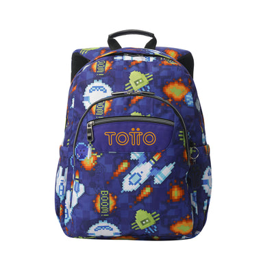Mochila escolar adaptable a carro Totto Acuareles - Space Blue