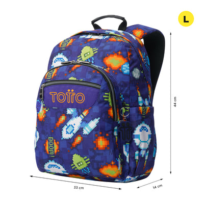 Mochila escolar adaptable a carro Totto Acuareles - Space Blue