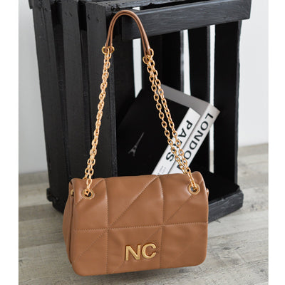 Bandolera tapa piel vegana NC bordado Noco Marrón