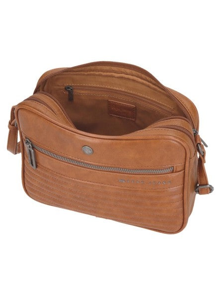 Bandolera 2 compartimentos Pepe Jeans Biker Marrón