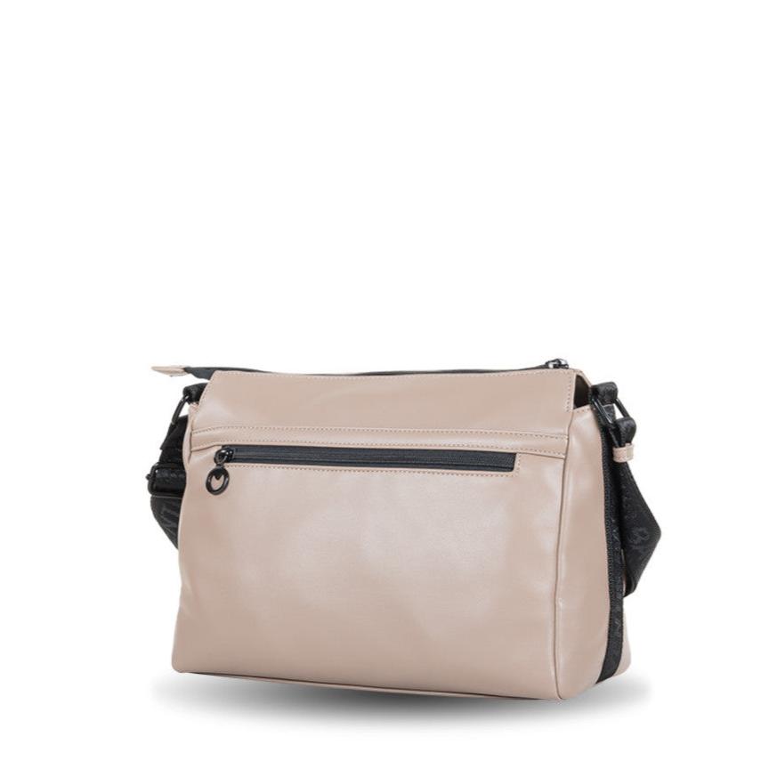 Bolso Bandolera Ventis con logo frontal bordado color Taupe