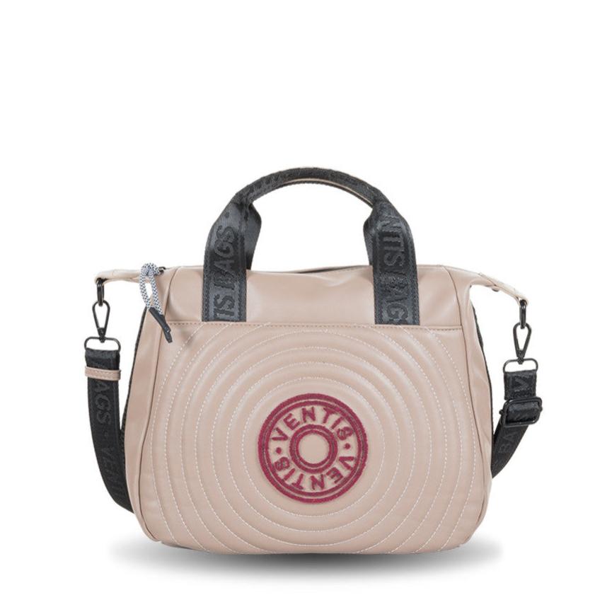 Bolso de hombro Ventis con logo frontal bordado color Taupe