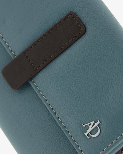 Billetero de Piel (16 X 9cm) monedero de cremallera Adapell Affinita Azul