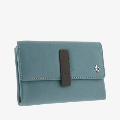 Billetero de Piel (16 X 9cm) monedero de cremallera Adapell Affinita Azul