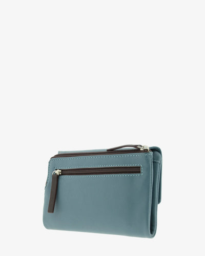 Billetero de Piel (16 X 9cm) monedero de cremallera Adapell Affinita Azul