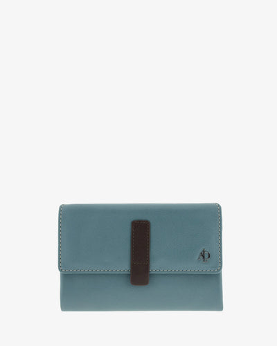 Billetero de Piel (16 X 9cm) monedero de cremallera Adapell Affinita Azul