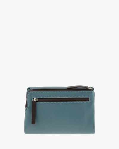 Billetero de Piel (16 X 9cm) monedero de cremallera Adapell Affinita Azul