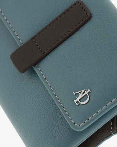 Billetero de Piel (14 X 9cm) monedero de cremallera Adapell Affinita Azul