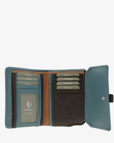 Billetero de Piel (14 X 9cm) monedero de cremallera Adapell Affinita Azul