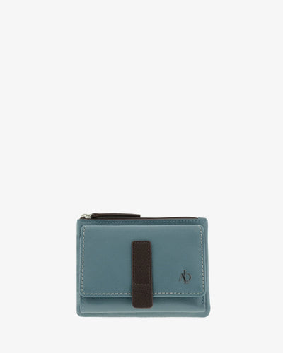 Billetero de Piel (13 X 9cm) monedero de cremallera Adapell Affinita Azul